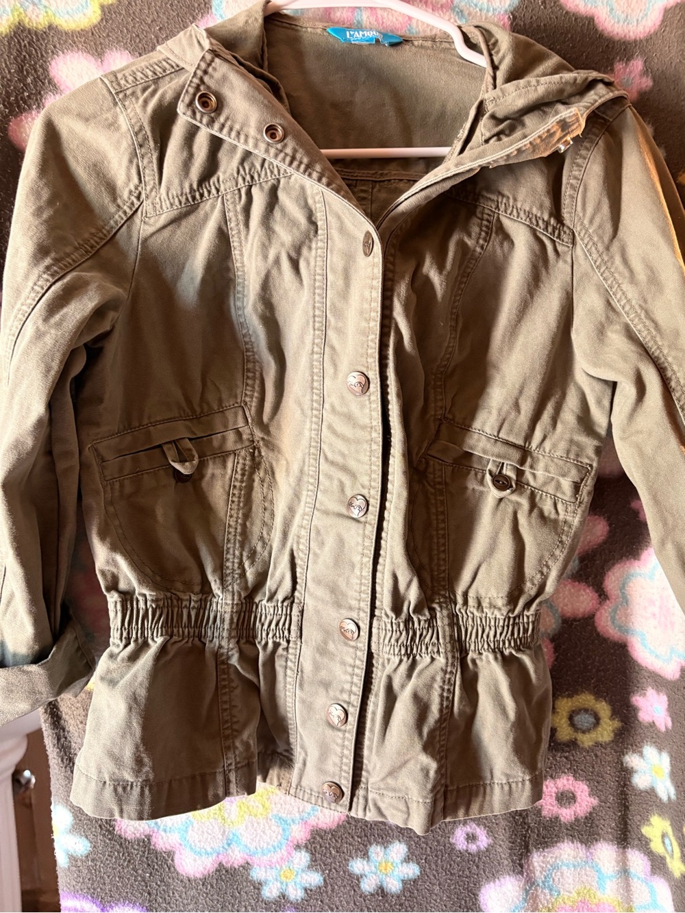 L'Amour Olive Green Utility Bomber Jacket